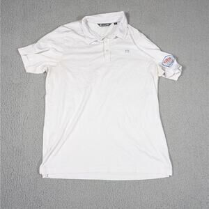 Travis Mathew Polo Shirt Mens Large White Coors Light Embroidered Golf Casual